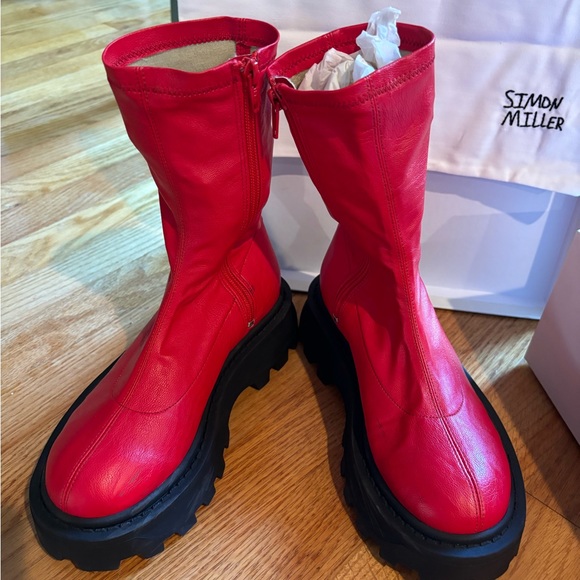 Simon Miller * new in box * vegan leather red boots*size 6 - Picture 3 of 13